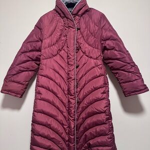 Vintage Down Parka - Women's Vtg Quilted Burgundy Parka - Size 14